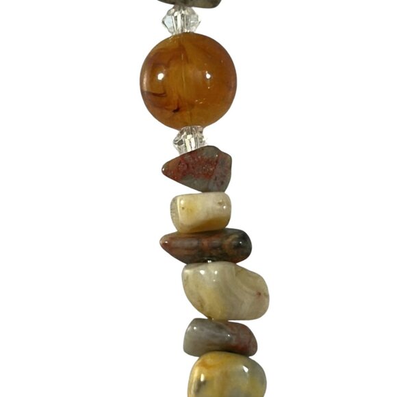 Earth Tone Natural Stone Chip Necklace Round Bead Spacers Fall Colors - Picture 3 of 7